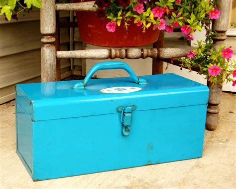 Turquoise Vintage Tool Box 